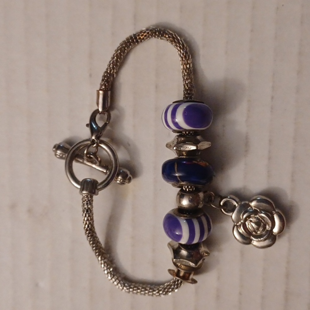 $4 Add-on Purple & Silver Charm Bracelet